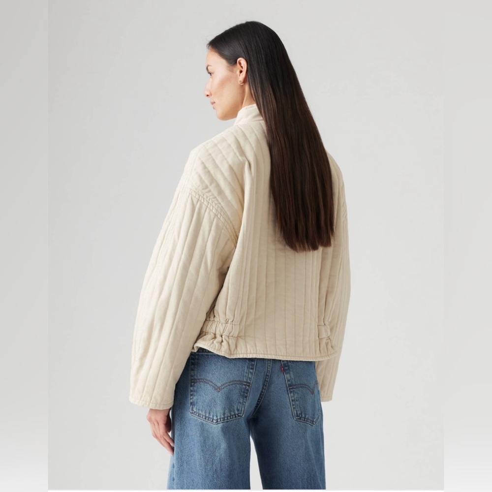 Women's LEVI'S Kennedy Quilted Cream Jacket XS $128 - Picture 3 of 6